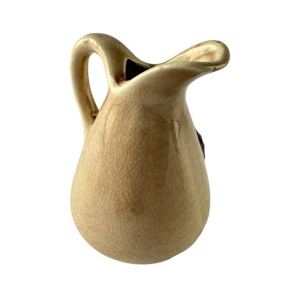 Vintage Japan Pottery Mini Pitcher Creamer Brown Pine Cone Flower Bud Vase Decor - Picture 6 of 16